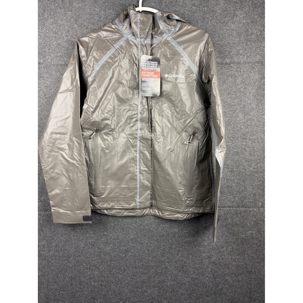 Columbia OutDry Extreme Rain Jacket Mens Medium Grey Waterproof Hooded Shell nwt